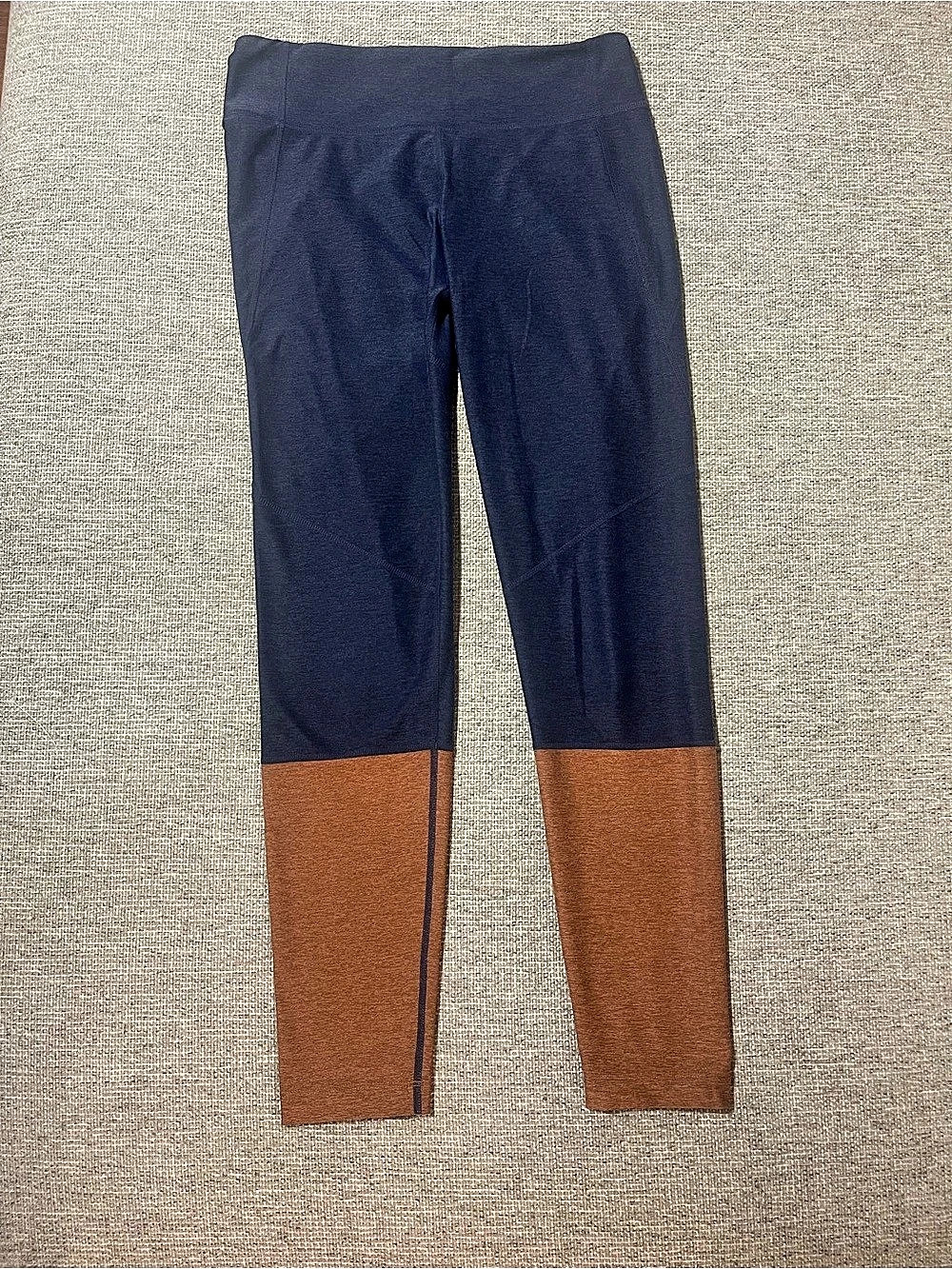 EUC Outdoor Voices Dipped Warmup Leggings - Heathered Blue & Brown